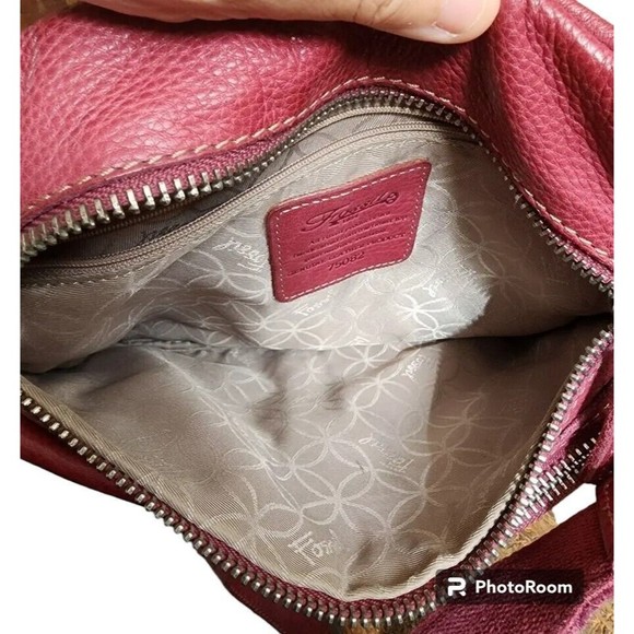 Fossil Buttery Soft Leather Crossbody Bag Multiple Pockets Dark Red/Burgundy - Picture 5 of 6